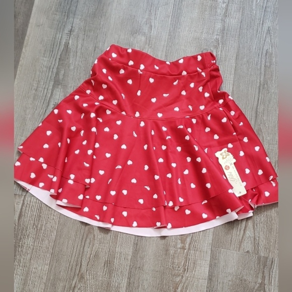 Valentines Day mini skirt red with hearts size small